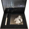 Fountain pen and photo album set in a decorative box with artistic design
