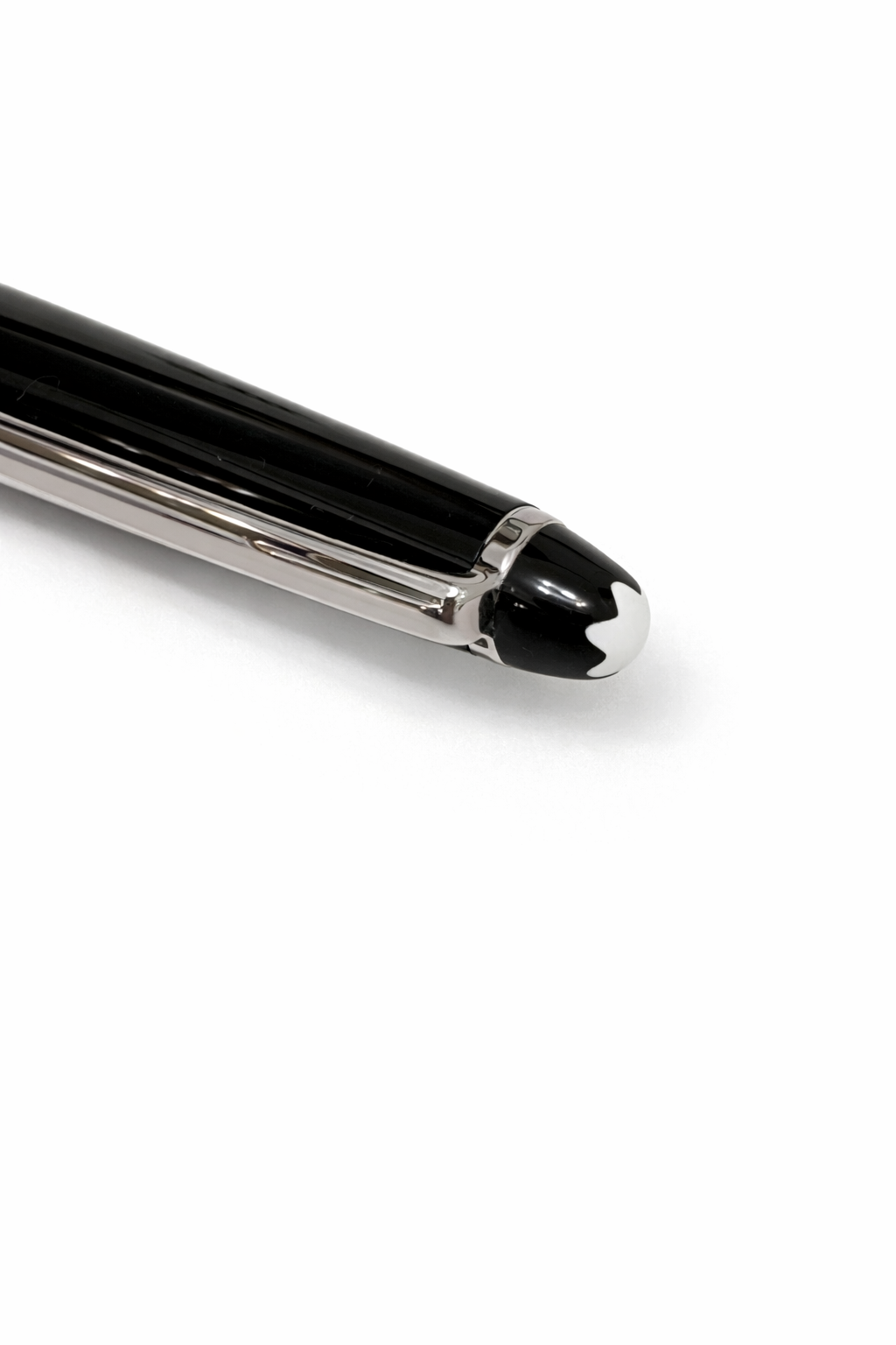 Mont Blanc classique black resin and platinum plated ball point pen.